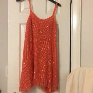 Orange sequin dress